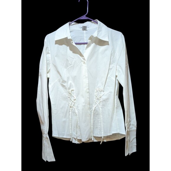 Ralsey Women's Blouse Corset Style White Size Lg With A barrel Cuff - Picture 1 of 9